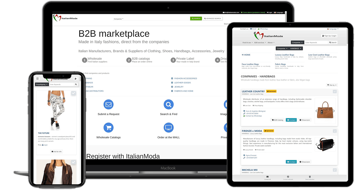 Fashion marketplace B2B ItalianModa: piattaforma B2B per le aziende italiane del settore moda per l'export